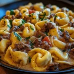 Cheesesteak Tortellini in Rich Provolone Sauce