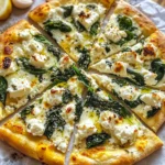 Greek Roasted Garlic Spinach White Pizza
