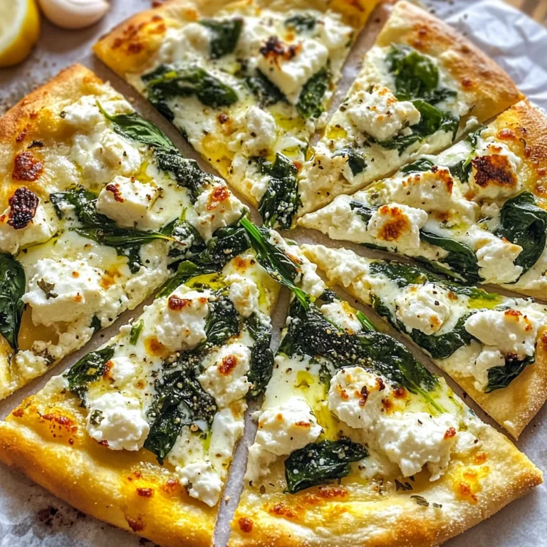 Greek Roasted Garlic Spinach White Pizza