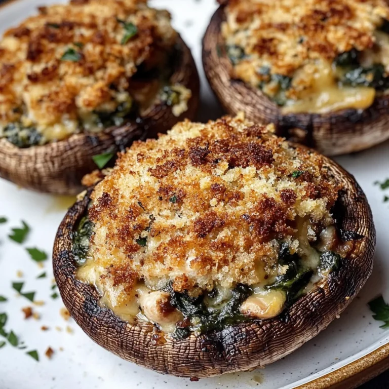 Spinach and Chicken Stuffed Mushrooms