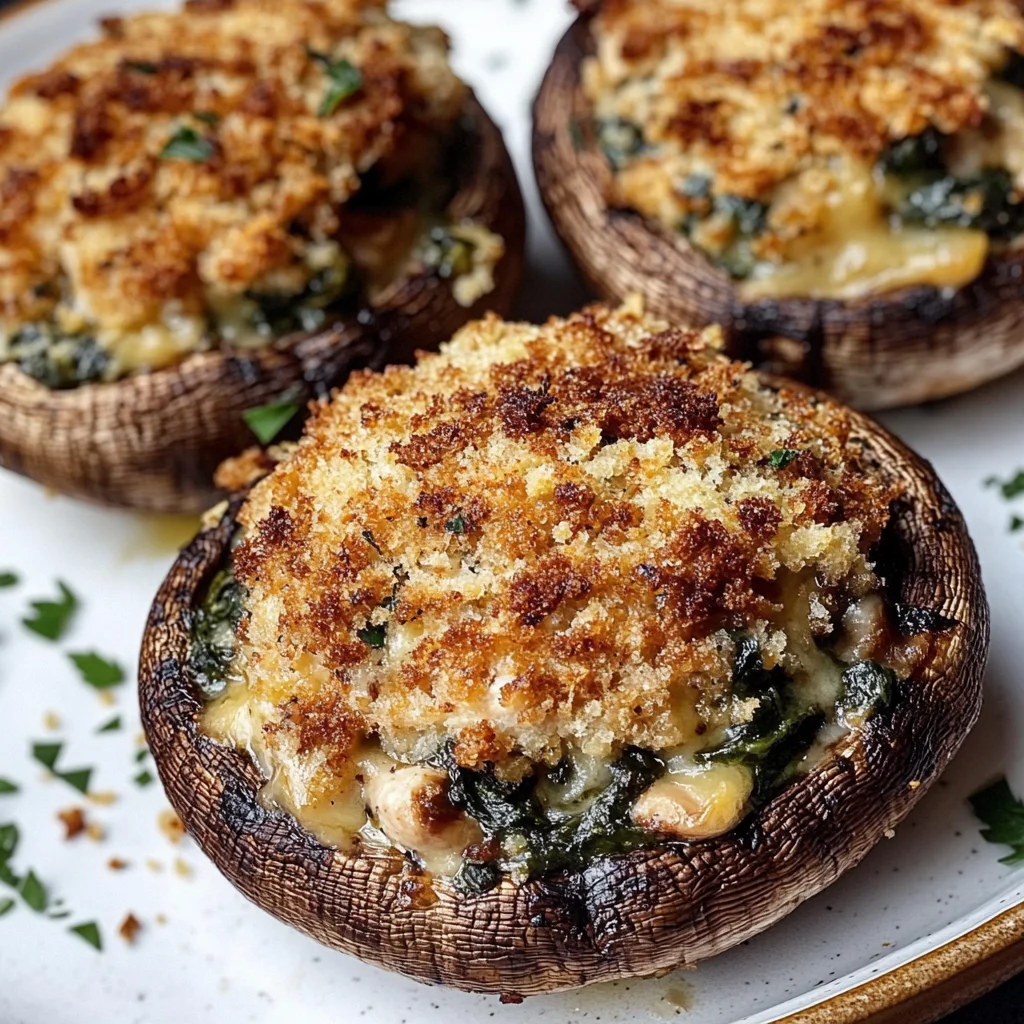 Spinach and Chicken Stuffed Mushrooms