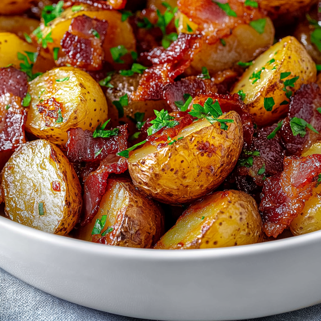 Crispy Bacon Honey Roasted Potatoes