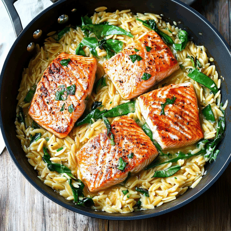 One Skillet Salmon with Lemon Orzo